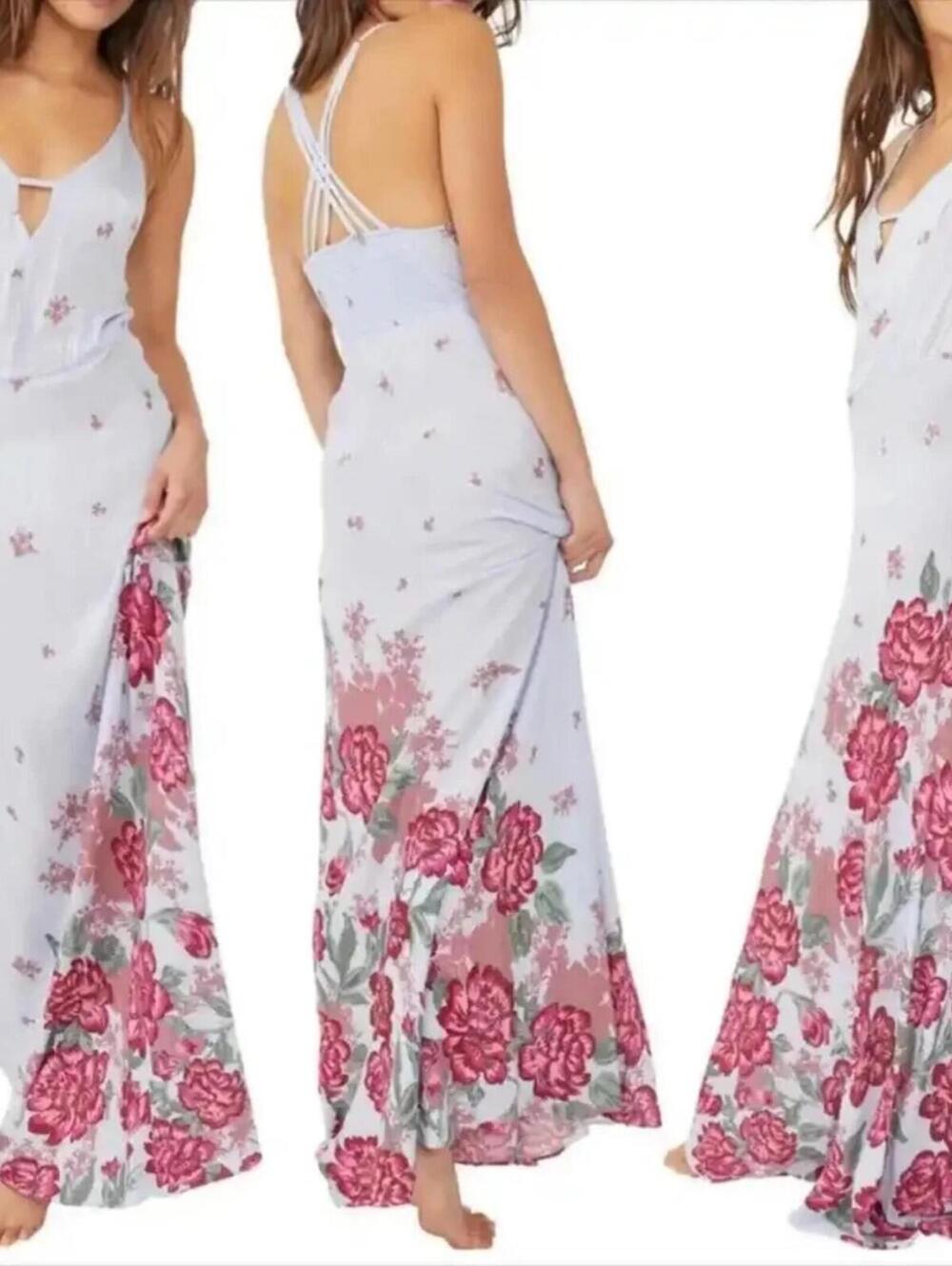 Intimataly Free PeopleGet To You Floral Maxi Hydrangea Combo Dress - XS EUC
